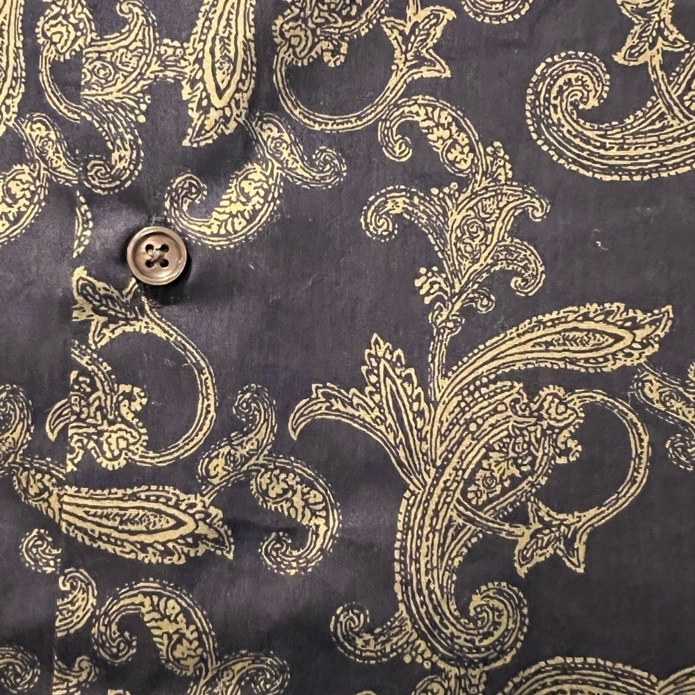 Alfani Men's Navy Paisley Shirt size L - Picture 2 of 8